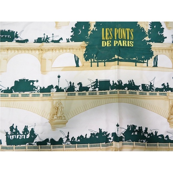Hermes Les Ponts de Paris Silk Scarf in Green and Gold - Picture 9 of 12
